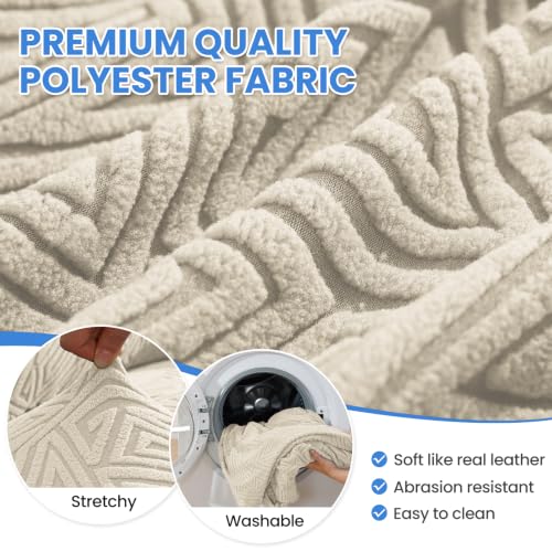 Beige 2-Piece Stretch Armchair Cover Set 31-46 Inches with Cushion