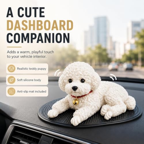 Silicone Dog Dashboard Decoration for Car - Teddy Puppy Figurine (#C)