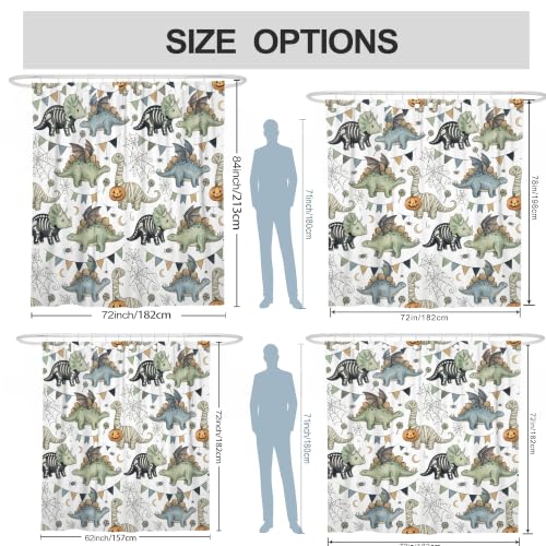 Green Dinosaur Shower Curtain - Halloween Waterproof Fabric 72x72 Inch