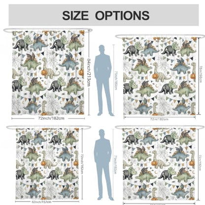 Green Dinosaur Shower Curtain - Halloween Waterproof Fabric 72x72 Inch