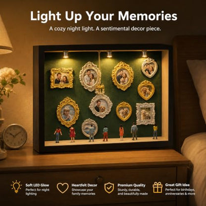 Mini Museum Shadow Box Kit with LED Lights - DIY Memory Display - Variation Nblack-l