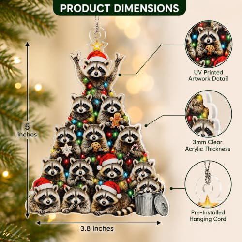 Raccoon Christmas Ornament Tree Decoration - Festive Holiday Keepsake - RUSATEN