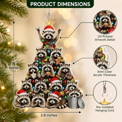 Raccoon Christmas Ornament Tree Decoration - Festive Holiday Keepsake - RUSATEN