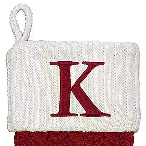 Personalized 21 Inch Cable Knit Christmas Stocking with Embroidered Initial