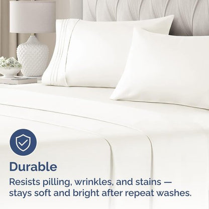 King Standard Pillow Cases - Soft Hotel Quality Covers for Comfy Bedding | Set of 4 - Antique White