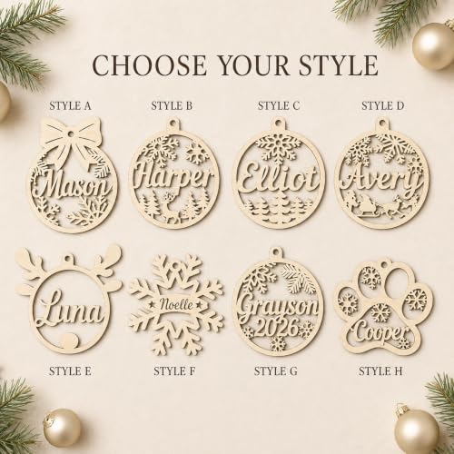Personalized Wooden Christmas Ornament with Custom Name - Holiday Tree Decor