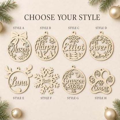 Personalized Wooden Christmas Ornament with Custom Name - Holiday Tree Decor