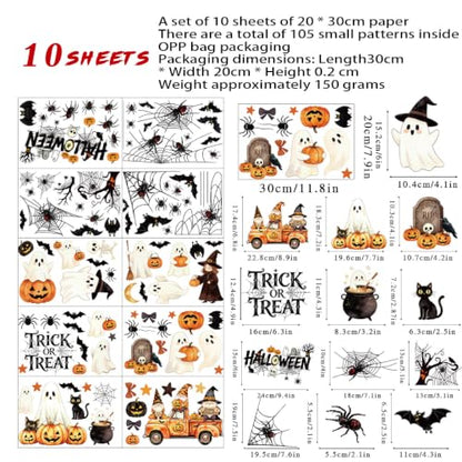 Halloween Window Cling Stickers - Ghost & Pumpkin Decor, Style 2