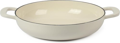 Martha Stewart Gatwick Enameled Cast Iron Dutch Oven Braiser - 3.5 Quart, Linen with Gold Knob