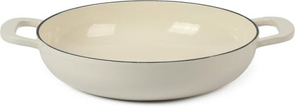 Martha Stewart Gatwick Enameled Cast Iron Dutch Oven Braiser - 3.5 Quart, Linen with Gold Knob