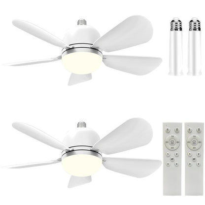2Pack Socket Fan Light, Ceiling Fans with Lights and Remote, E26 Screw in Light Socket Ceiling Fan Light Bulb, Dimmable Lower Powerful Airflow Quiet LED Fan Lights for Bedroom Living Room Kitchen