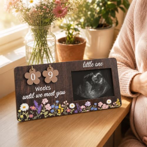 Sonogram Picture Frame with Baby Countdown Weeks - White - Baby Keepsake