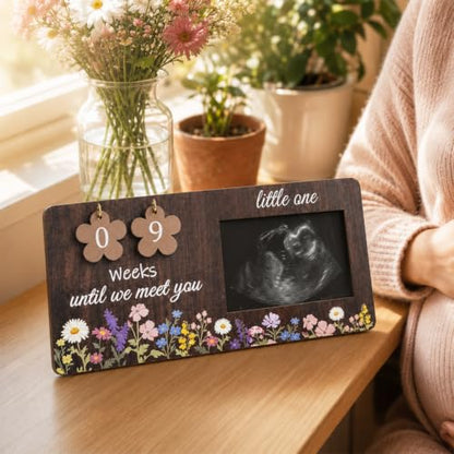 Sonogram Picture Frame with Baby Countdown Weeks - White - Baby Keepsake