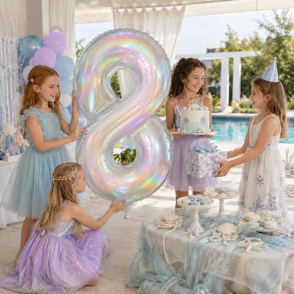 40 Inch Iridescent Number 1 Foil Balloon for Girls 1st Birthday Decorations - Variation of Iridescent / Number 1