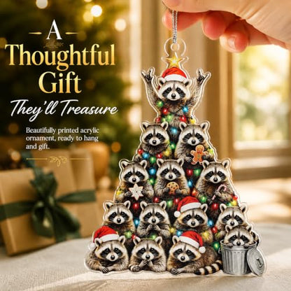 Raccoon Christmas Ornament Tree Decoration - Festive Holiday Keepsake - RUSATEN