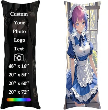 20x54 Custom Body Pillow Case with Photo Double-Sided Printing - Personalized Anime or Loved Ones Design - Soft Washable Cover - Unique Gift for Couples, Husband, Wife