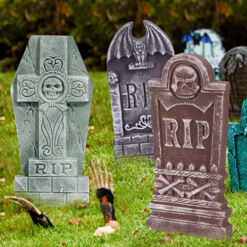 Halloween Foam RIP Graveyard Tombstones Set of 5 - Spooky Yard Decorations
