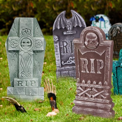 Halloween Foam RIP Graveyard Tombstones Set of 5 - Spooky Yard Decorations