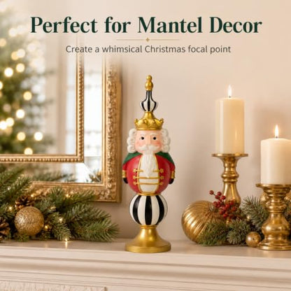 Nutcracker Christmas Decor 15.9 Inch Tall Resin Figurine Black & White Red Variation