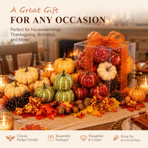 Artificial Fall Pumpkins & Decor Set for Halloween Thanksgiving Home