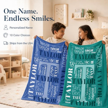 Personalized Name Blanket for Kids - Soft Flannel Custom Gift in Multiple Sizes
