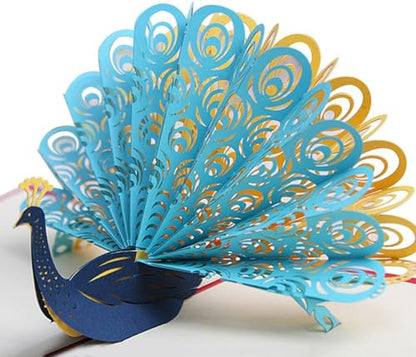 Purple 3D Peacocks Greeting Card for Birthdays Christmas & Weddings