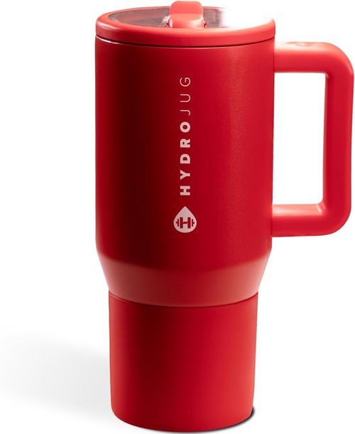 HydroJug Kids - 20 Oz Insulated Water Bottle with Flip Straw & Handle | Leak-Proof & Durable | Alumni Red