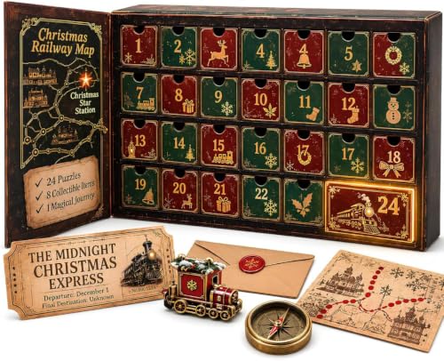 Multicolor 24-Day Mystery Adventure Advent Calendar Puzzle Countdown with 6 Story Themes