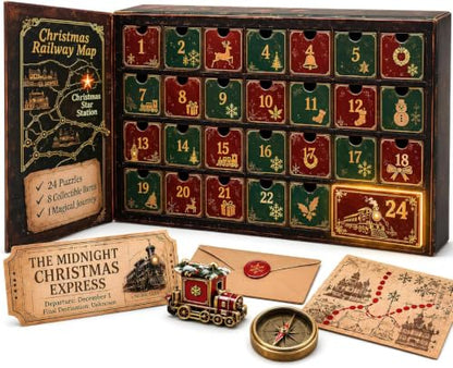 Multicolor 24-Day Mystery Adventure Advent Calendar Puzzle Countdown with 6 Story Themes