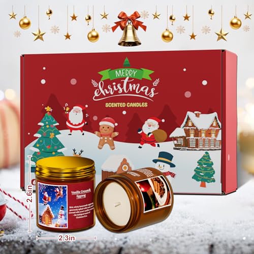 Christmas Candle Set - 6 Pack Scented Soy Candles with Glass Jar - Aromatherapy Gifts for Home, Birthday, Holiday, Variation of Glass6