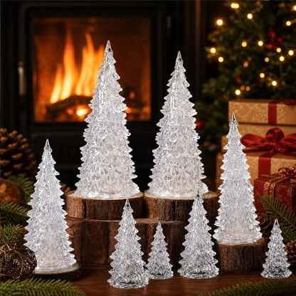 8 Pcs Clear Acrylic Christmas Tree Set - Tabletop Holiday Decor