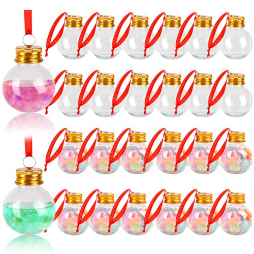 50ml Christmas Booze Balls Set - Fillable Holiday Tree Ornaments, Clear Plastic