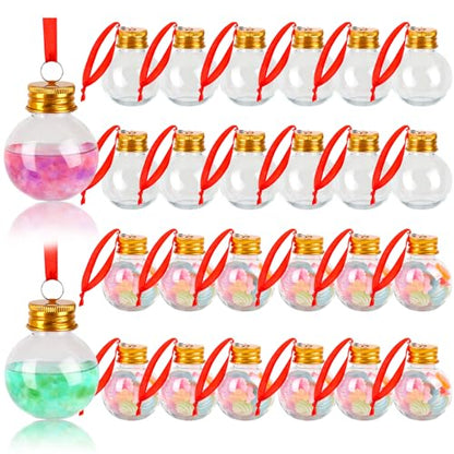 50ml Christmas Booze Balls Set - Fillable Holiday Tree Ornaments, Clear Plastic