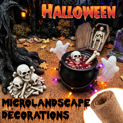 2 Pack Coconut Coir Mats for Halloween Village Decor - Natural Rustic Pathways