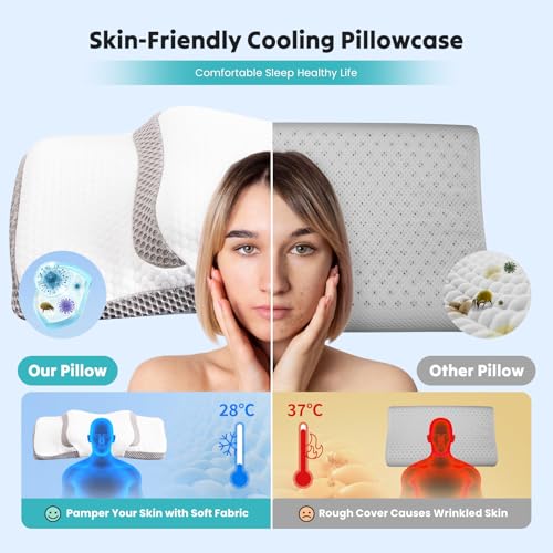 OLIXIS White Cervical Neck Pillow for Side Back and Stomach Sleepers