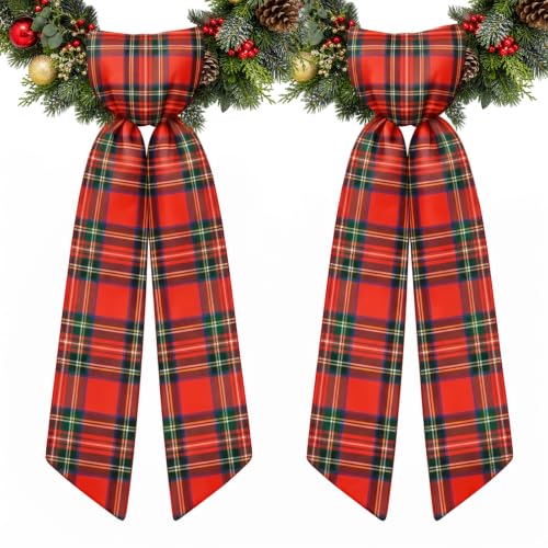 Red Buffalo Plaid Christmas Wreath Sash Set - Holiday Door & Decor Accessories