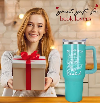 ZNYYZYBA Book Lover Tumbler - Gifts for Book lovers, Readers,Bookworms on Birthday and Christmas, 40 oz Tumbler with Handle and Straw and Leak Proof Lid, Reusable Stainless Steel Book Lover Mug