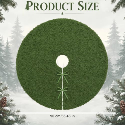 36-Inch Faux Moss Woodland Christmas Tree Skirt - Natural Base Cover