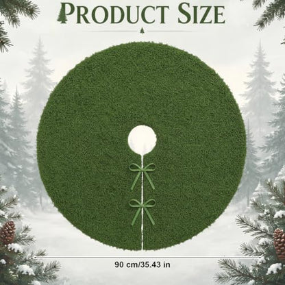 36-Inch Faux Moss Woodland Christmas Tree Skirt - Natural Base Cover