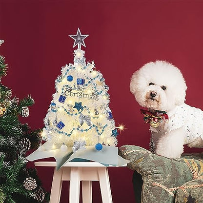 Juegoal White Mini Christmas Tree - 24 Inch Lighted Tabletop Xmas Pine with Timer & 50 LEDs - Variation of THIS listing