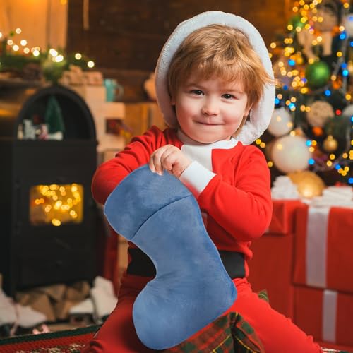 Blue Christmas Velvet Stocking 19 Inch Set of 2 - Holiday Decor