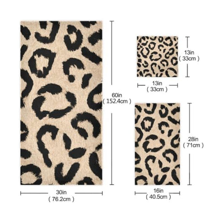ALAZA Beige Leopard Spots Towel Set - 3 Piece Bathroom Linen Multi13