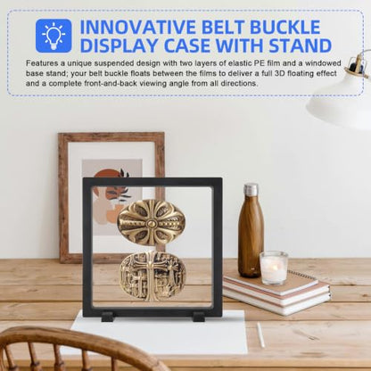2 Pack Belt Buckle Display Cases - 3D Floating Frame for Collectibles