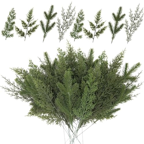 Artificial Pine Branches Assorted 60-Piece Christmas Greenery Set for Crafts and Decor