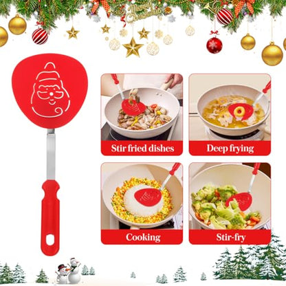 Christmas Spatula Turner Set - Holiday Kitchen Cooking Utensils - Tree Snowflake Santa