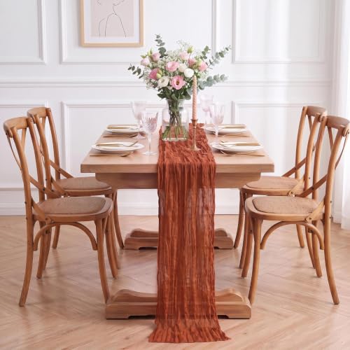 3 Pack Terracotta Cheesecloth Table Runner 17x108 Inch for Wedding & Party Decor