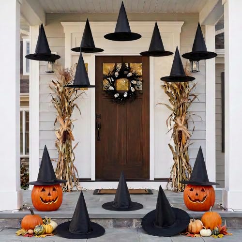 12 Pack Halloween Witch Hats Decorations Outdoor Hanging Decor