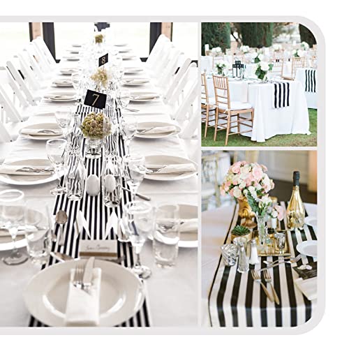 Black & White Striped Table Runner 12x72 Inches - 16 Pack - Elegant Home & Party Decor
