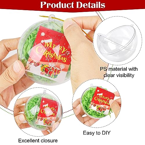 3.2 Inch Christmas Clear Plastic Fillable Ball Ornaments Set of 50 - DIY Transparent Baubles for Holiday Decor