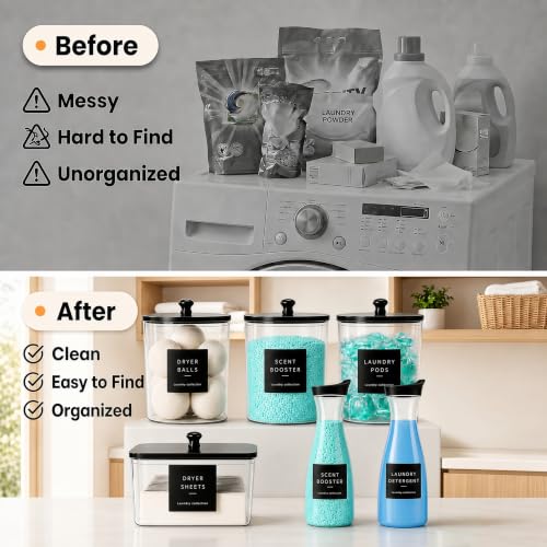 Black Circular Laundry Organization Set with 4 Containers & 2 Dispensers